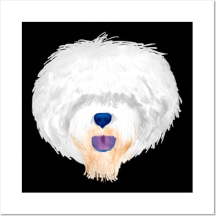 Old English Sheepdog dog face Posters and Art